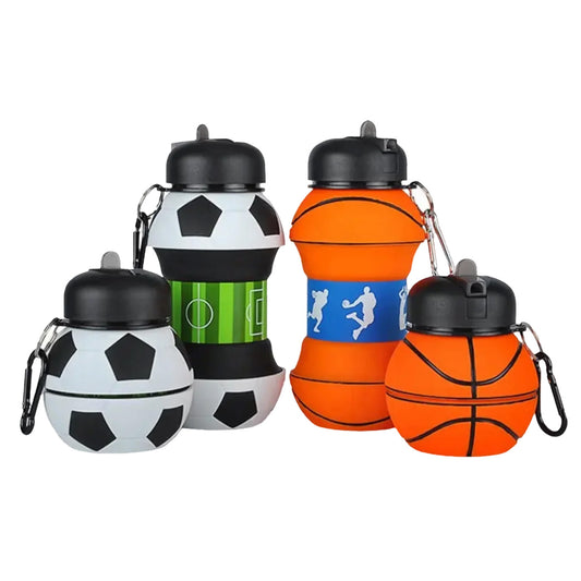 Collapsible Kid's Water Bottle – Basketball Design